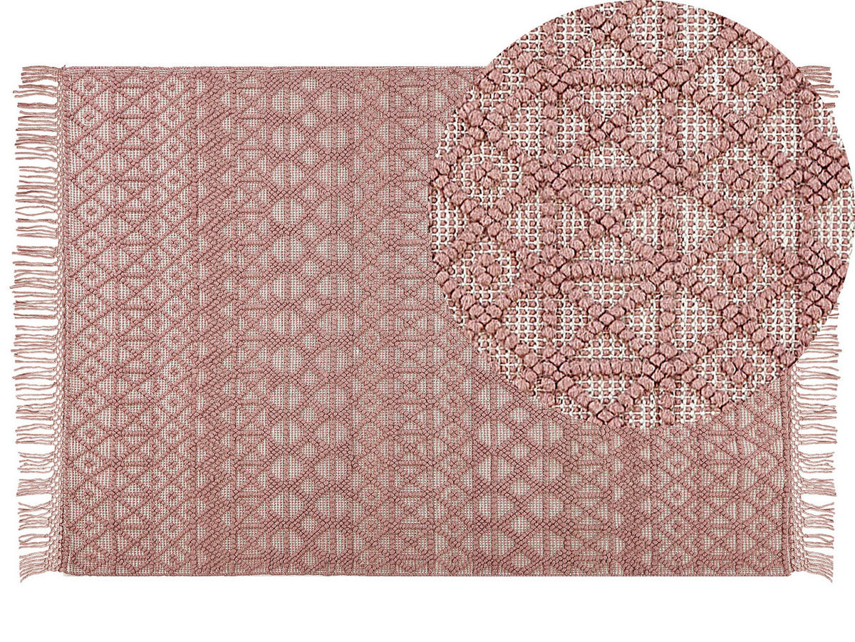 KURZFLOR-TEPPICH Alucra 230/160 cm - Pink, Textil (160/230cm) - Beliani