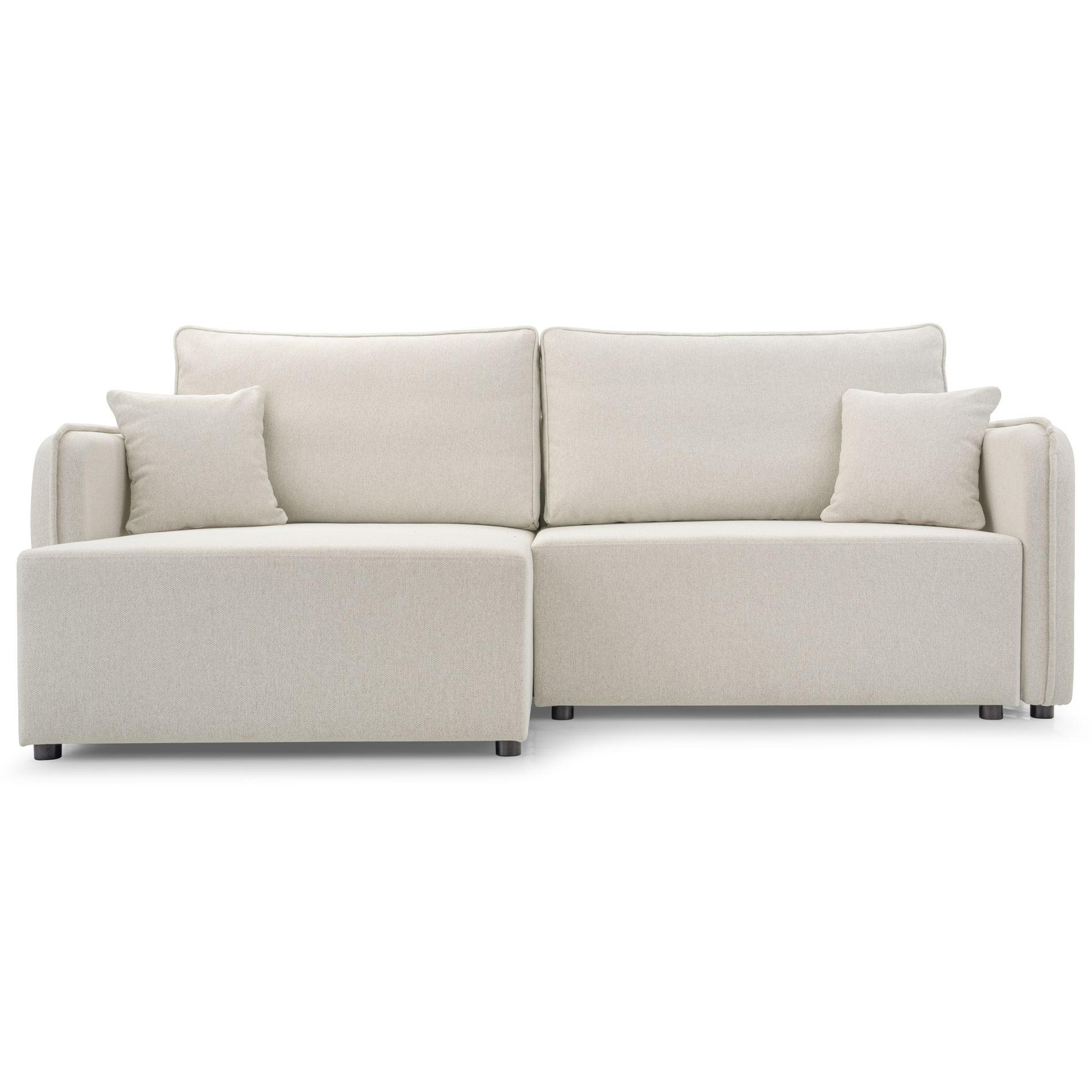 ECKSOFA Kassian, Creme Strukturstoff, linksseitig - Creme/Schwarz, Kunststoff/Textil (227/147cm) - Selsey