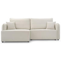 ECKSOFA Kassian, Creme Strukturstoff, linksseitig - Creme/Schwarz, Kunststoff/Textil (227/147cm) - Selsey