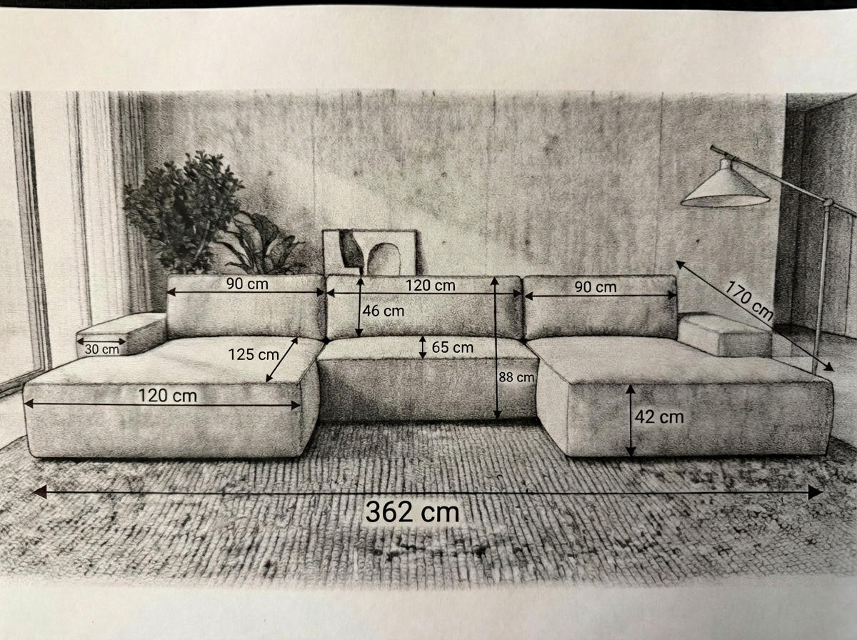 ECKSOFA EINAR 362 cm x 170 cm – Stoff: VELUTTO Espresso 6 Farbe: Dunkelbraun - Dunkelbraun, Textil (362/170cm) - A&J MöbelLand