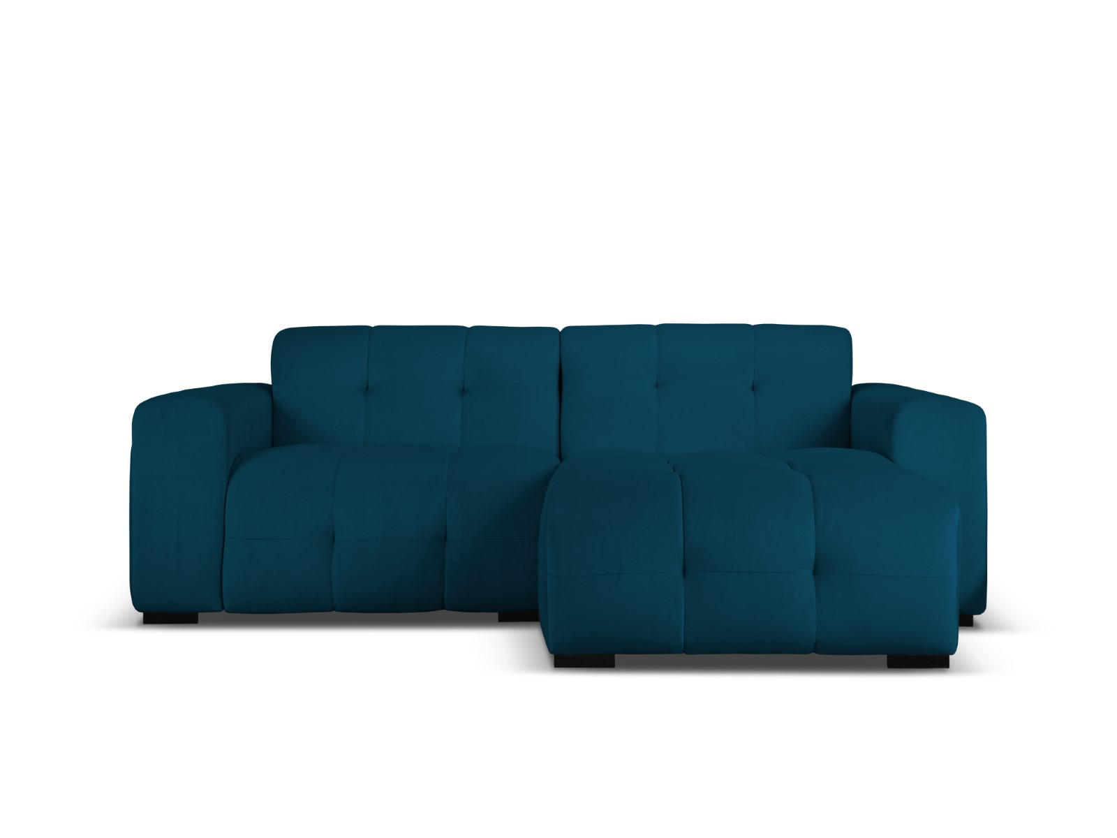 ECKSOFA rechts Kendal aus Samt marineblau 4 Sitzplätze - Blau, Textil (173/256cm) - Micadoni