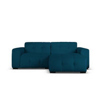 ECKSOFA rechts Kendal aus Samt marineblau 4 Sitzplätze - Blau, Textil (173/256cm) - Micadoni