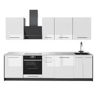 KÜCHENZEILE Fame-Line, Weiß Hochglanz/Anthrazit, 280 cm, AP Marmor - Weiß Hochglanz/Anthrazit, Holzwerkstoff (280/206.8/60cm) - Vicco