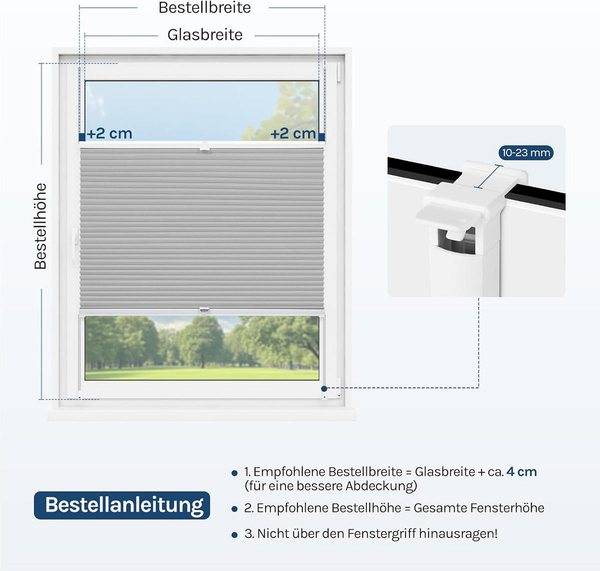 WABENPLISSEE ohne Bohren Verdunkelung 60 x 120 Grau-Weiß - Grau, Kunststoff (60/120/2cm) - Woltu