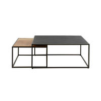 COUCHTISCH-SET NUKA Braun Stein - Schwarz/Braun, Stein/Metall (90/60/40cm) - KAWOLA
