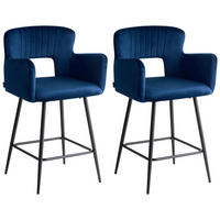 BARSTUHL 2er-Set Samtstoff Marineblau Sanilac - Hellblau, Textil (53/94/51cm) - Beliani