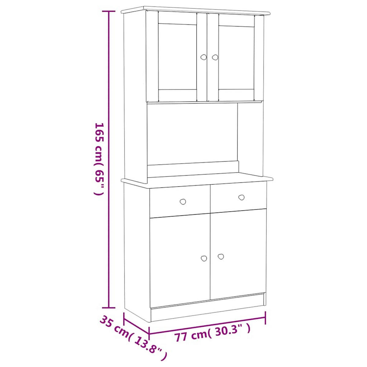 HIGHBOARD Alta 77/35/165 Cm Massivholz Kiefer - Braun, Holz (35/165/77cm) - vidaXL
