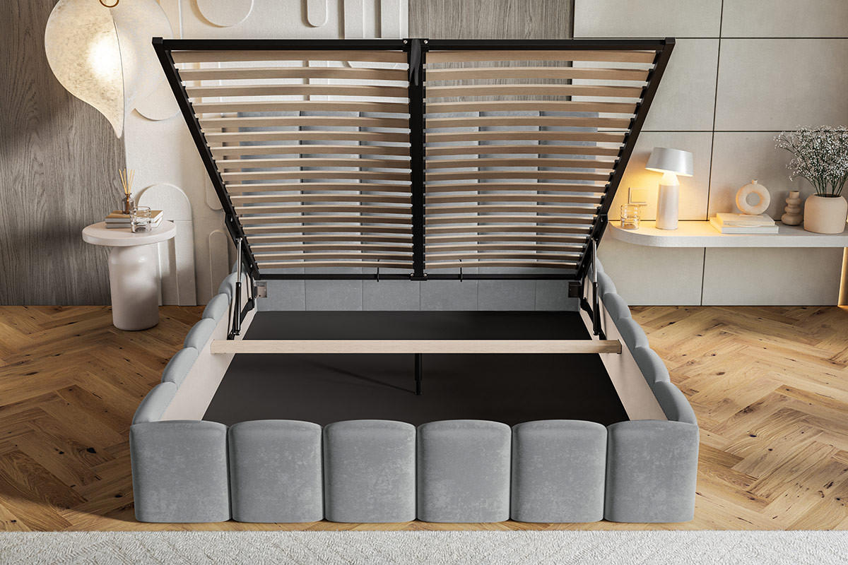 POLSTERBETT 200x200 Palermo mit Bettkasten, Lattenrost, Boucle, Beige - Beige, Holz/Textil (200/200cm) - Emporius