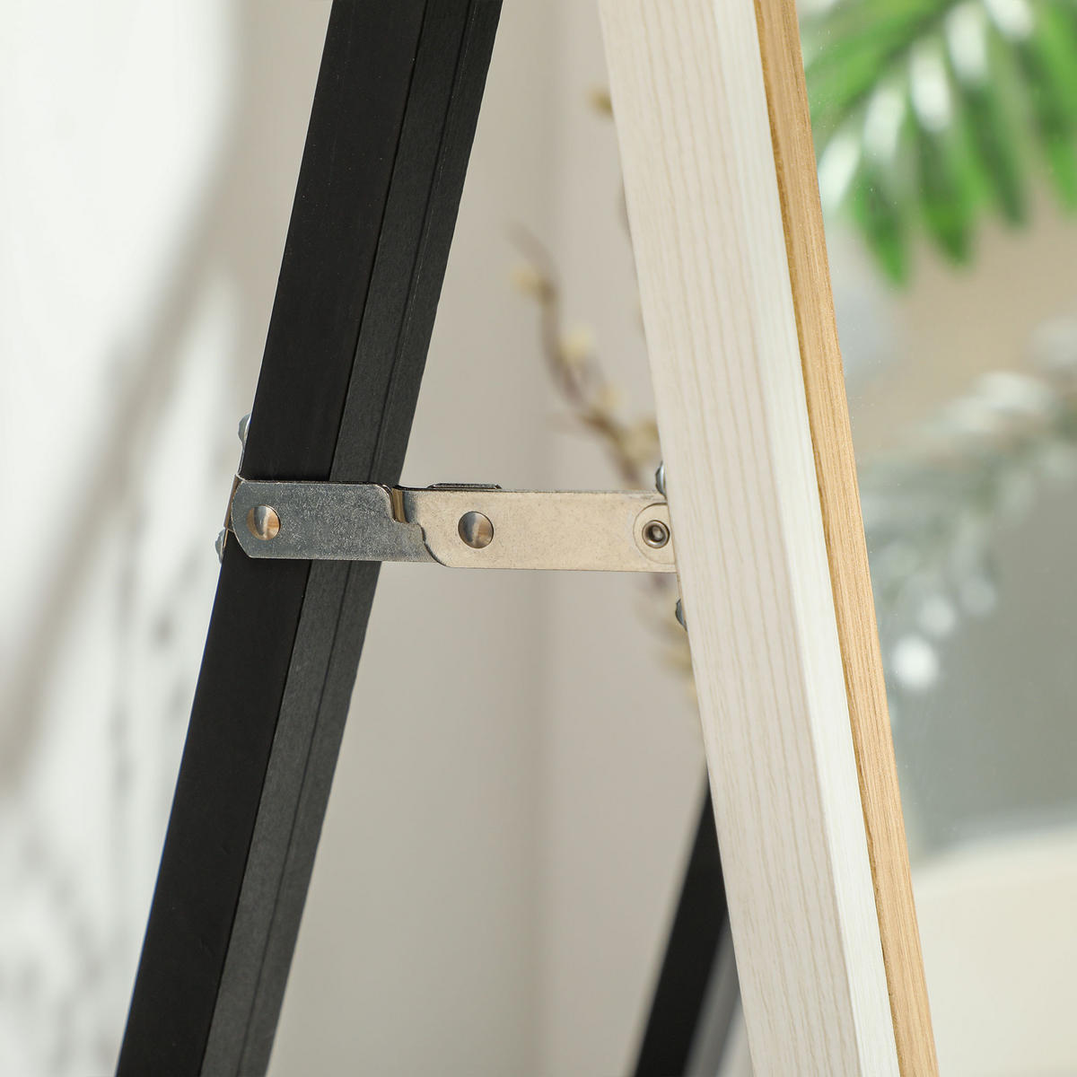 STANDSPIEGEL DE-17923 157x37 cm mit U-fuß & Holzoptik Weiß/Holz - Weiß, Glas (37/157/2.5cm) - ComfortXL