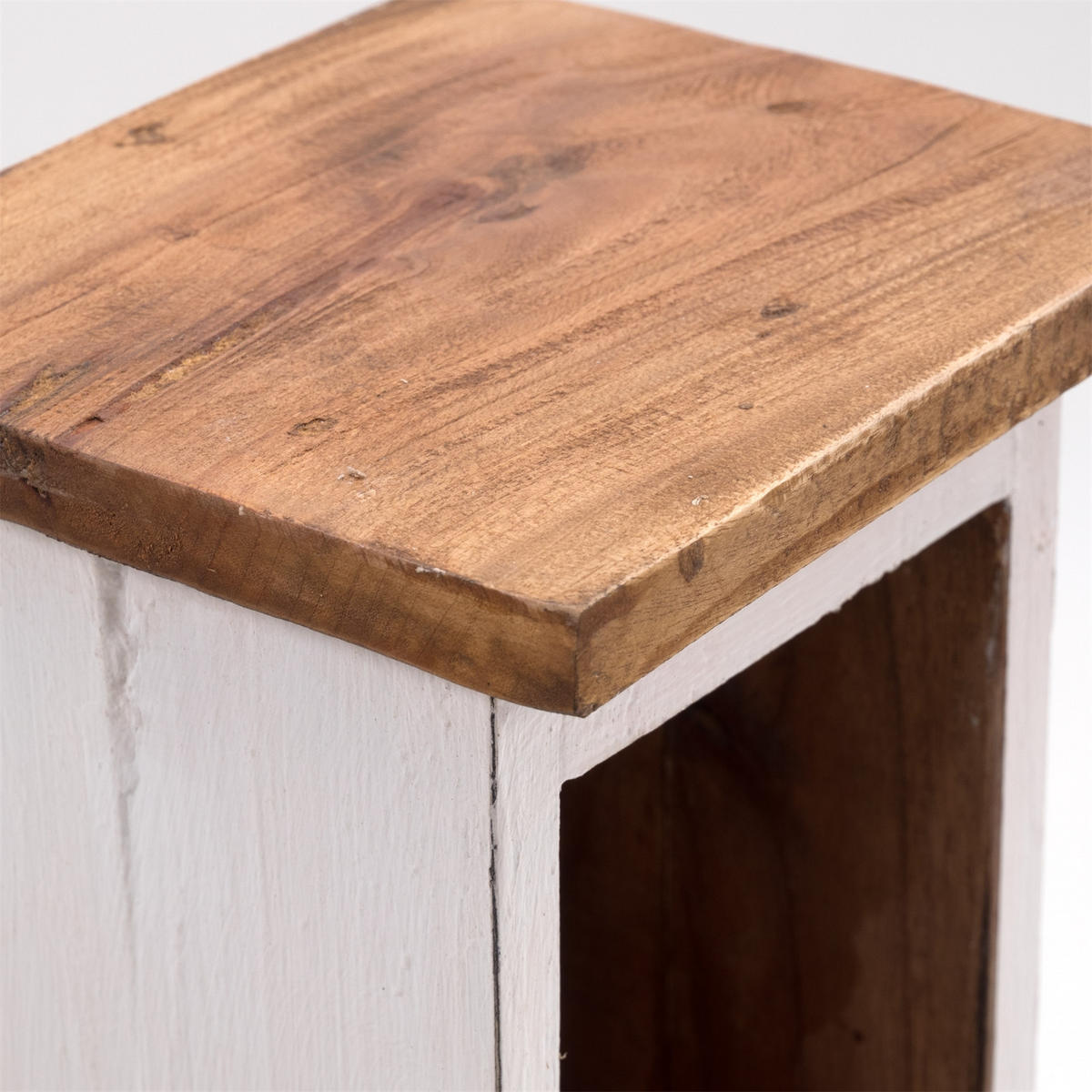 CD REGAL TOWER Mahagoni Massivholz, 4 Fächer 06 weiß-landhaus - Weiß, Holz (16/76/15cm) - DESIGN DELIGHTS