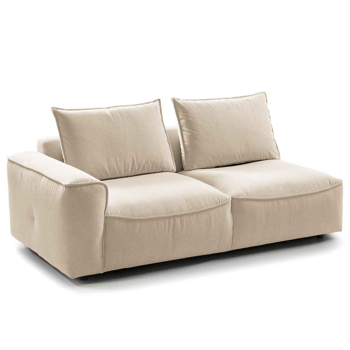 2,5-SITZER SOFA - modular - Beige/Schwarz, Holz/Kunststoff (189/80/99cm) - home24