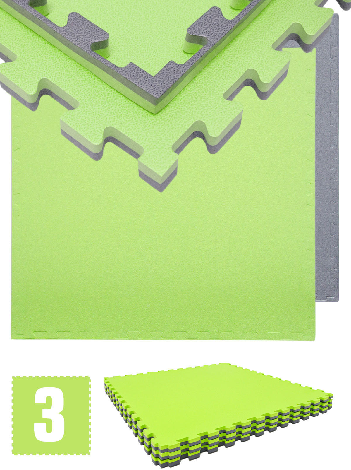 BODENSCHUTZMATTE 90x90x2 cm, Grün, 3er Set - Grün, Kunststoff (90/90/2cm) - eyepower
