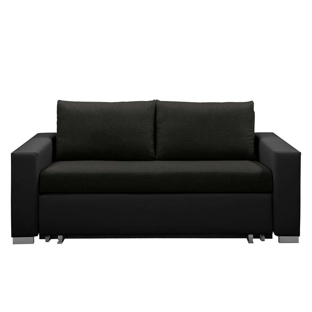 SCHLAFSOFA - Silberfarben/Schwarz, Kunststoff/Textil (193/90/90cm) - home24
