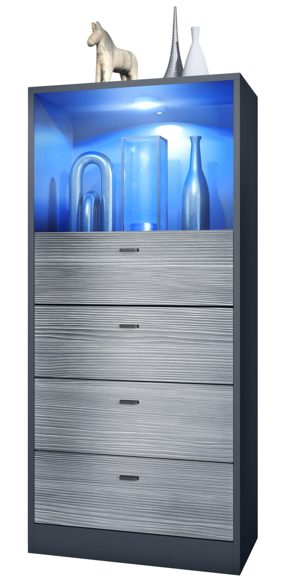 KOMMODE Pino Fronten in Avola-Anthrazit - Anthrazit, Holzwerkstoff (56/125/36cm) - Vladon