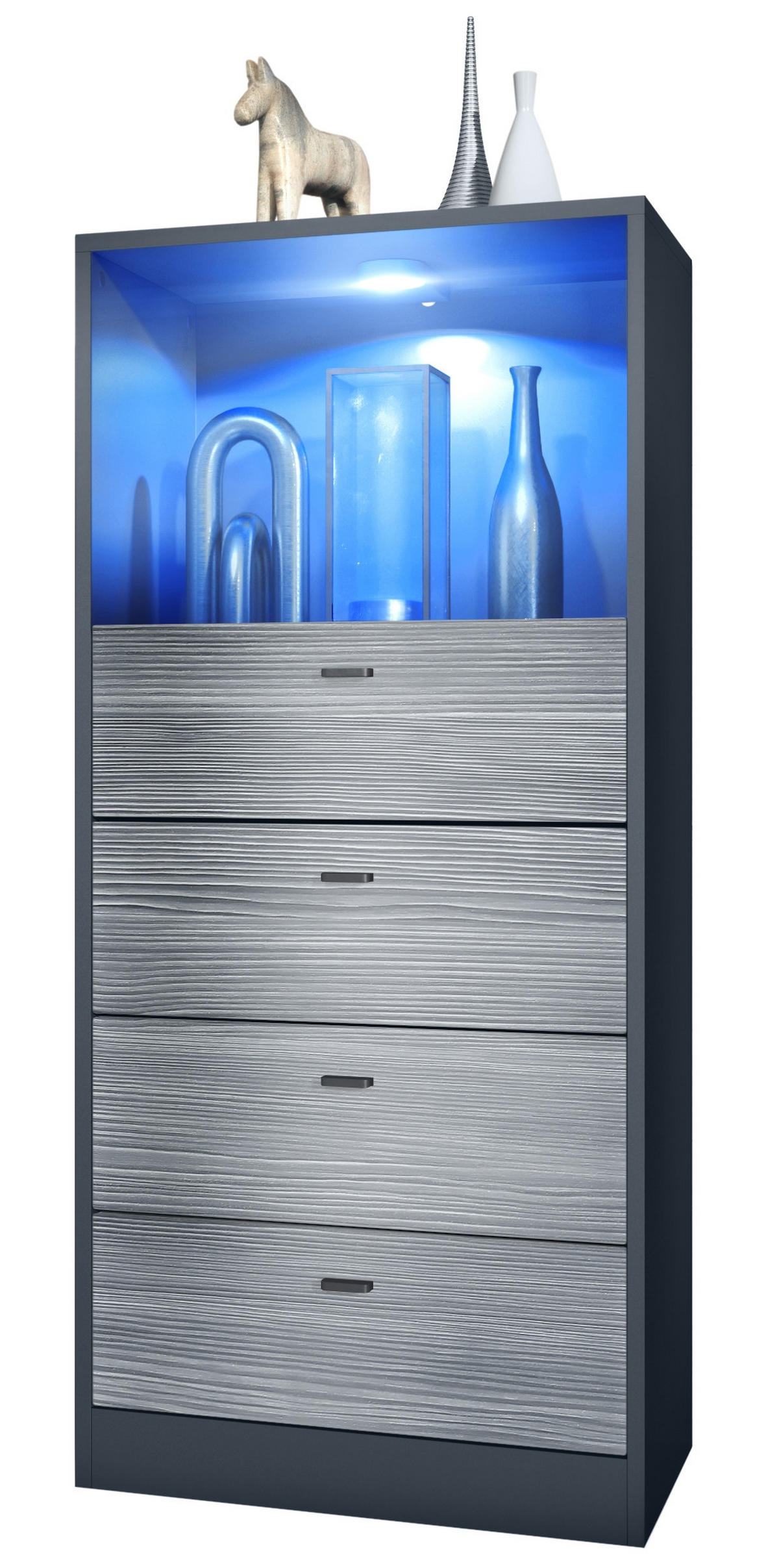 KOMMODE Pino Fronten in Avola-Anthrazit - Anthrazit, Holzwerkstoff (56/125/36cm) - Vladon