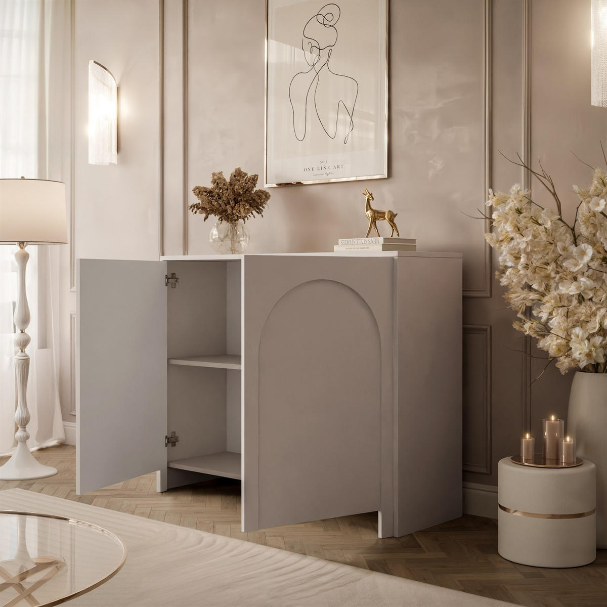 KOMMODE ARIADNA Kaschmir zweitürig - Kaschmir, Holzwerkstoff (104/83/35cm)