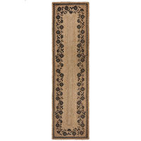 TEPPICH Jute Floral-Design, handgefertigt NEATH MARK, Braun-Schwarz 60x230 cm - Braun, Naturmaterialien (60/230cm) - KADIMA DESIGN