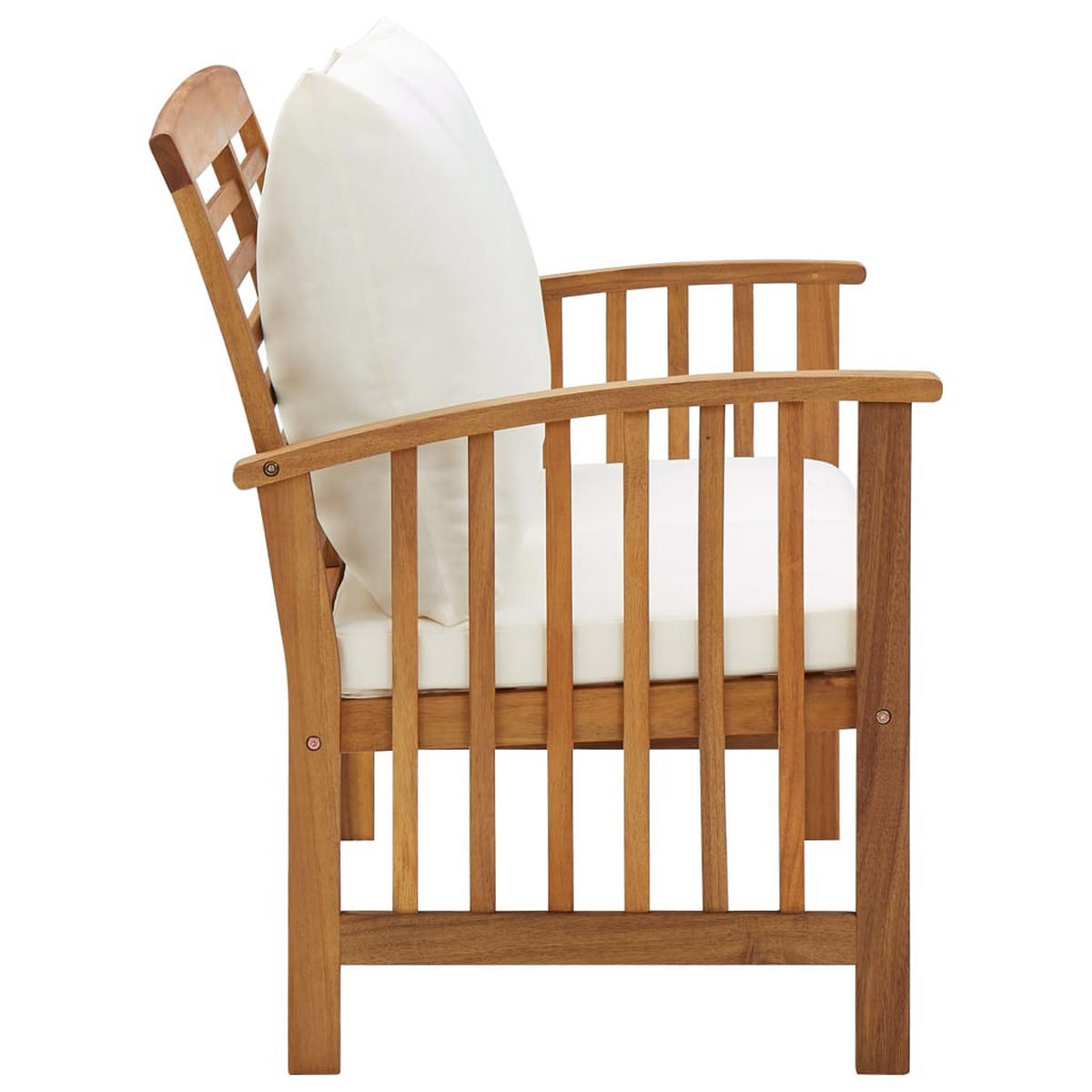 GARTENBANK Mit Kissen 119 Cm Massivholz Akazie - Weiß, Holz (67/83/67cm) - vidaXL