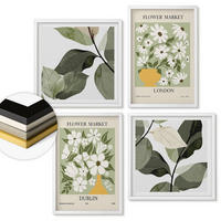 WANDBILDER 4er-Set - 50x50 cm & 40x60 cm Weißer Rahmen - Blumenmuster London Dublin - Weiß, Kunststoff (50/50cm) - ArtPrintCave