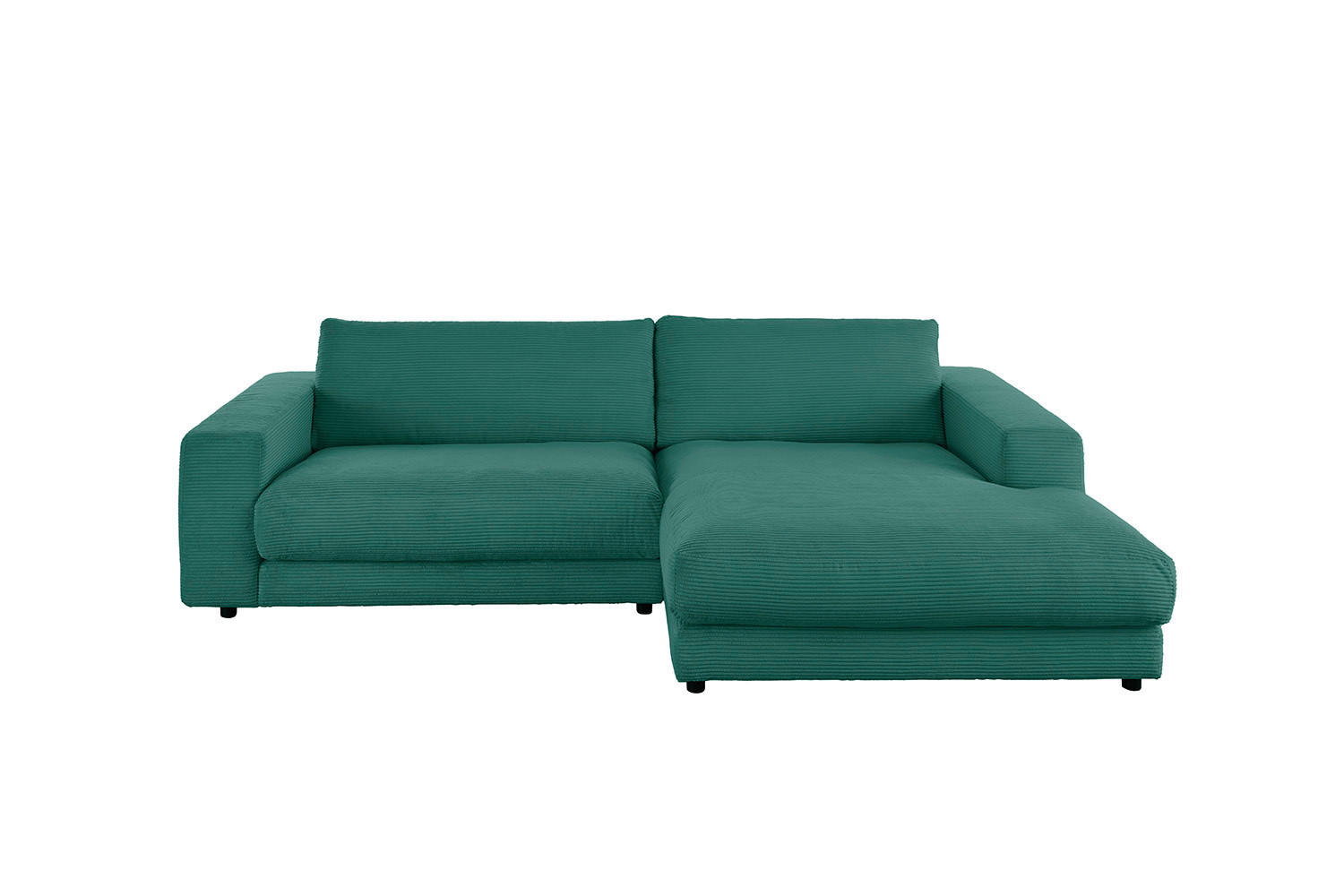 ECKSOFA MADELINE Smaragdgrün Cord - Smaragdgrün/Schwarz, Kunststoff/Textil (270/190cm) - KAWOLA