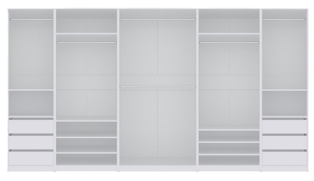 KLEIDERSCHRANK TRES SET S/B Weiß 380/206/51 cm - Weiß, Holzwerkstoff (380/206/51cm) - Marmex Möbel
