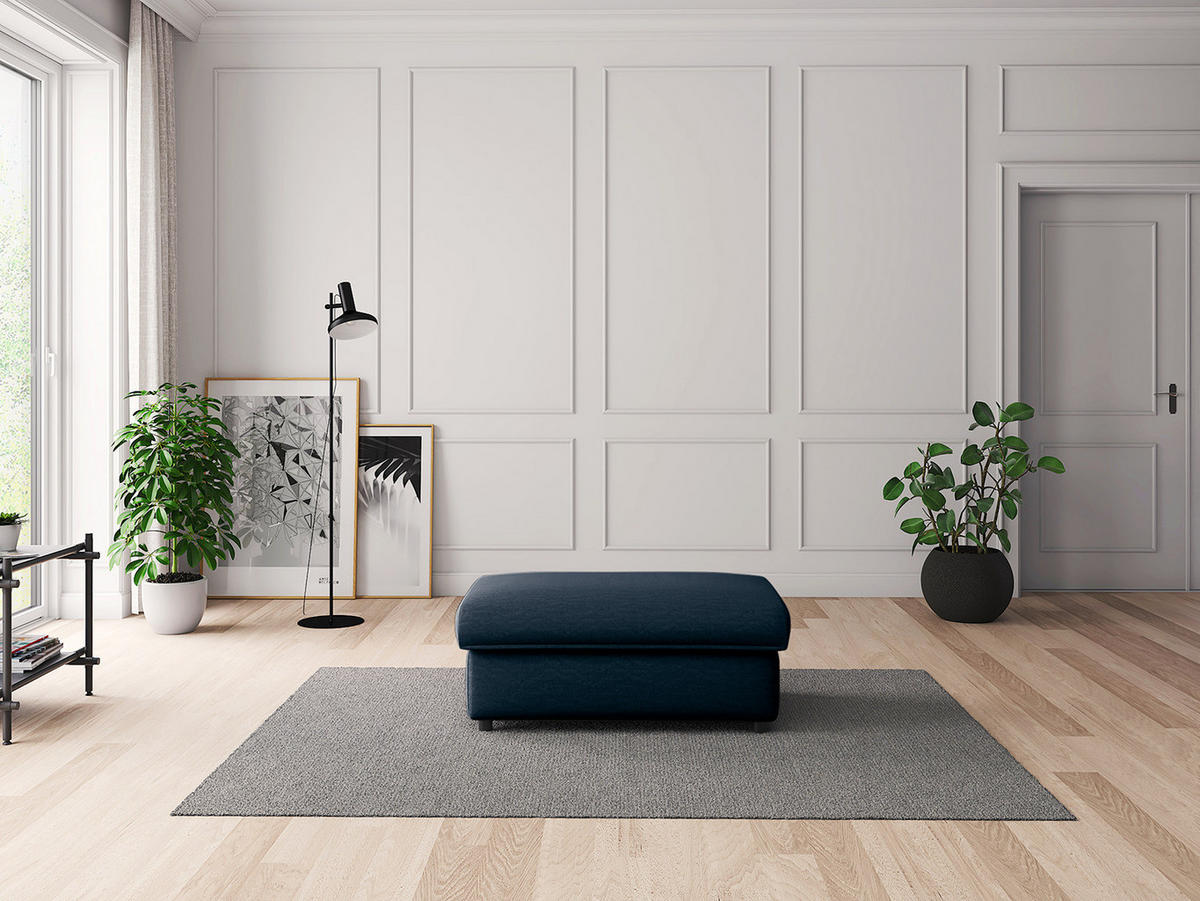 POLSTERHOCKER - Blau/Schwarz, Kunststoff/Textil (100/44/60cm) - home24