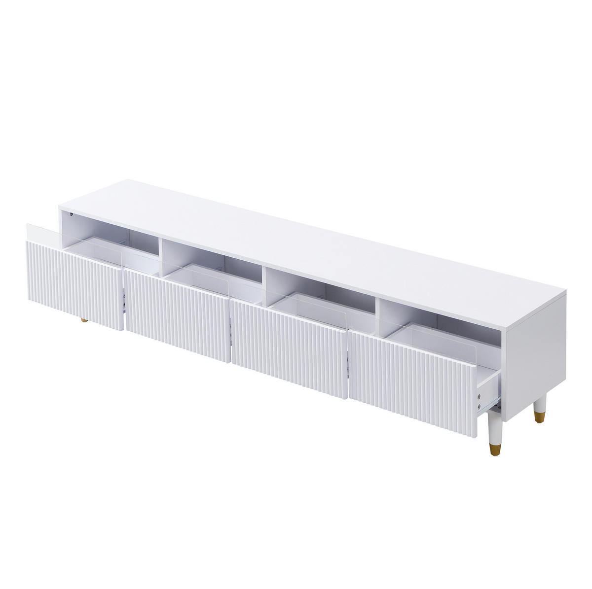 TV-SCHRANK mit 4 Schubladen 178 x 35 x 45 cm MDF Weiß - Weiß, Holzwerkstoff (35/45/178cm) - Beauniv