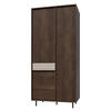 SCHRANK Astra Dunkles Holz und Kaschmir - Beige, Holzwerkstoff (90/195/52cm) - Petits-meubles