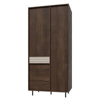 SCHRANK Astra Dunkles Holz und Kaschmir - Beige, Holzwerkstoff (90/195/52cm) - Petits-meubles