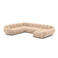 WOHNLANDSCHAFT Liva Beige Samtstoff U-Form XXL Rechts - Beige, Textil (258/70/323cm) - VAROYAL