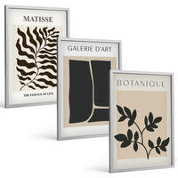 BILDER SET 3er Set - 40x60 cm Silberner Rahmen - Minimalistische Pflanzenposter - Silberfarben, Kunststoff (40/60cm) - TULUP