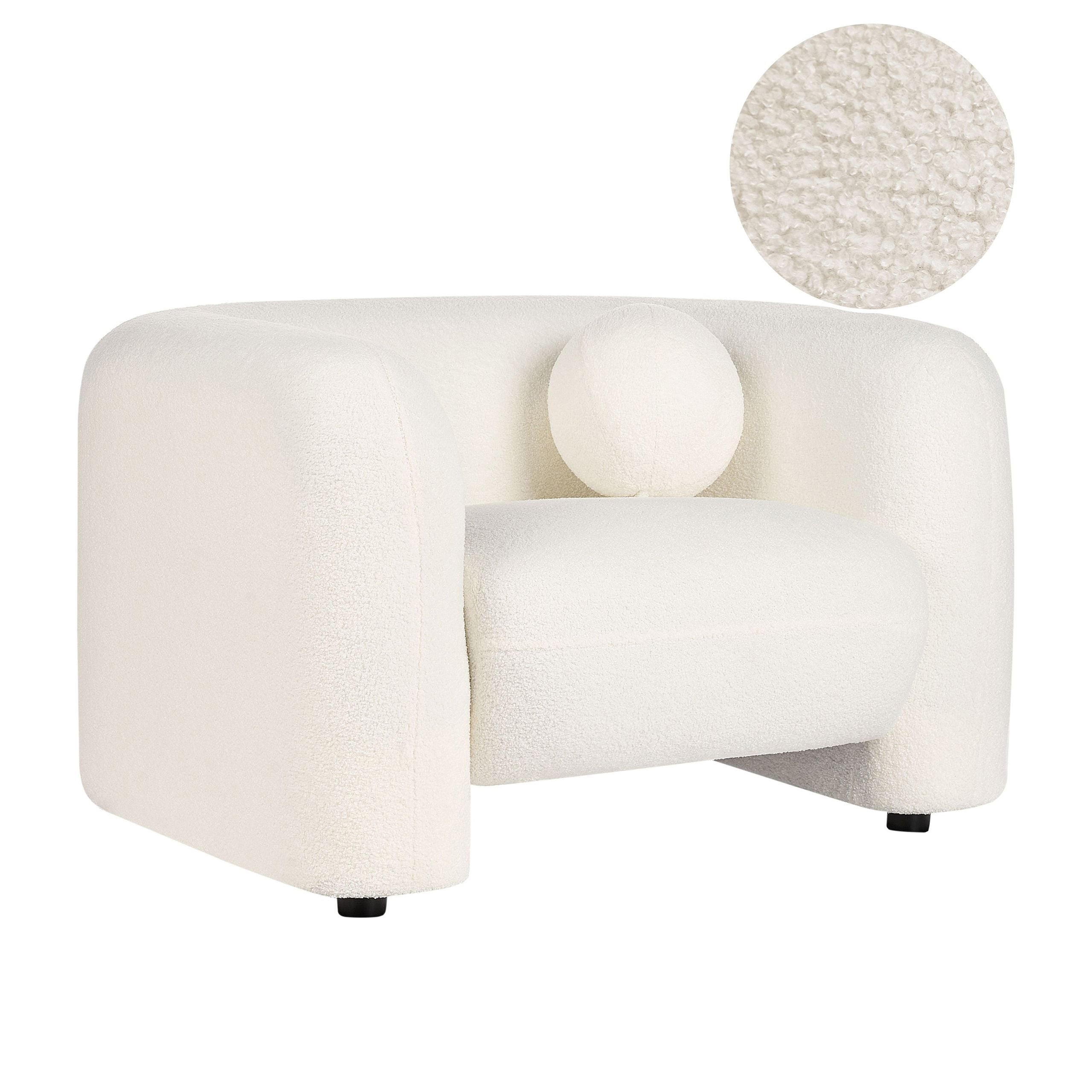 SESSEL Bouclé Weiß Leiren - Weiß, Textil (111/68/87cm) - Beliani