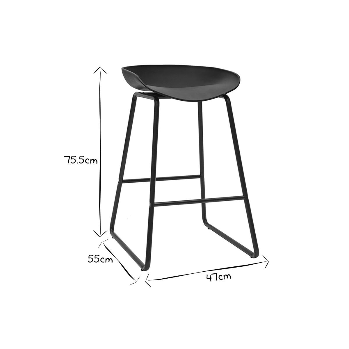 BARHOCKER Design Schwarz Metall 2er-Set PEBBLE - Schwarz, Kunststoff (55/75.5/47cm) - Miliboo
