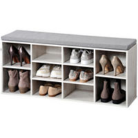 SCHUHREGAL mit Sitzbank 103,5/29,5/48 cm - Grau, Holzwerkstoff (29.5/48/103.5cm) - Kesper