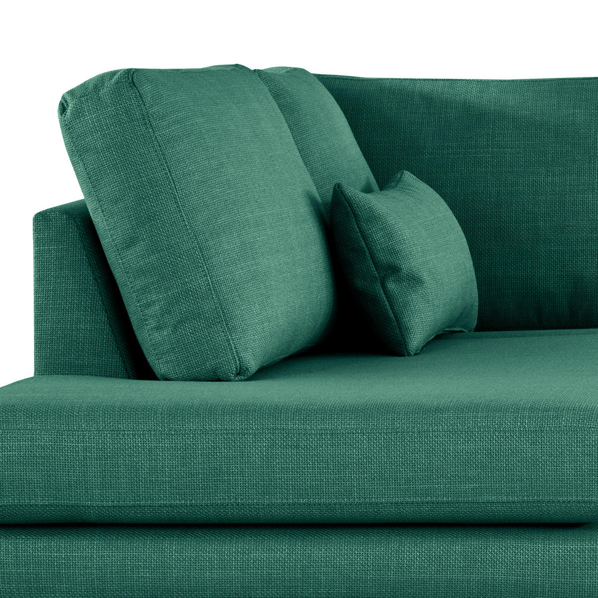 ECKSOFA mit Ottomane - Dunkelgrün/Buchefarben, Buchenholz/Textil (287/219cm) - home24