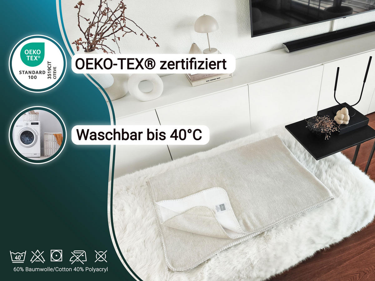 KUSCHELDECKE, 150x200 cm, 60% Baumwolle, 40% Polyacryl, Grau - Grau, Naturmaterialien (150/200cm) - Zollner