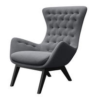 SESSEL - Webstoff - Schwarz/Grau, Eichenholz/Holz (85/101/93cm) - home24