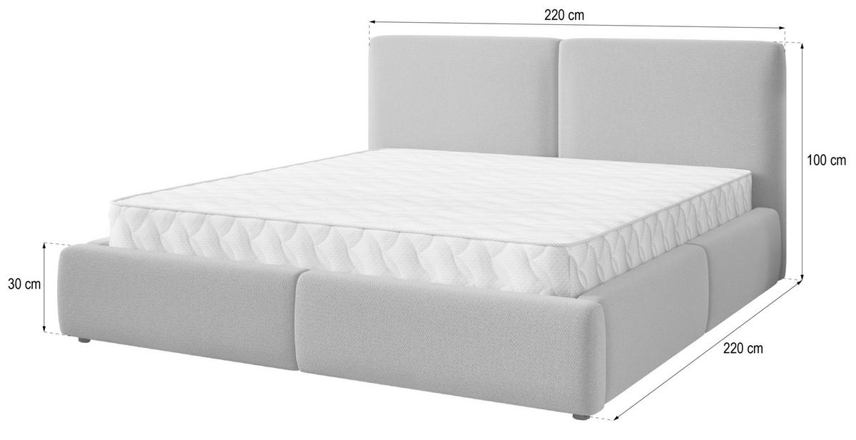 POLSTERBETT FELURO SR 200x200 cm mit Bettkästen - Braun - Braun, Holz/Textil - MASSENO