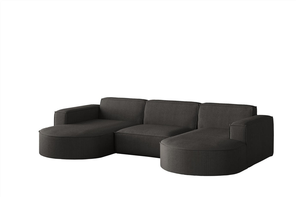 WOHNLANDSCHAFT Palma In Scala - Anthrazit, Holzwerkstoff/Textil (299/78/165cm) - Fun Möbel