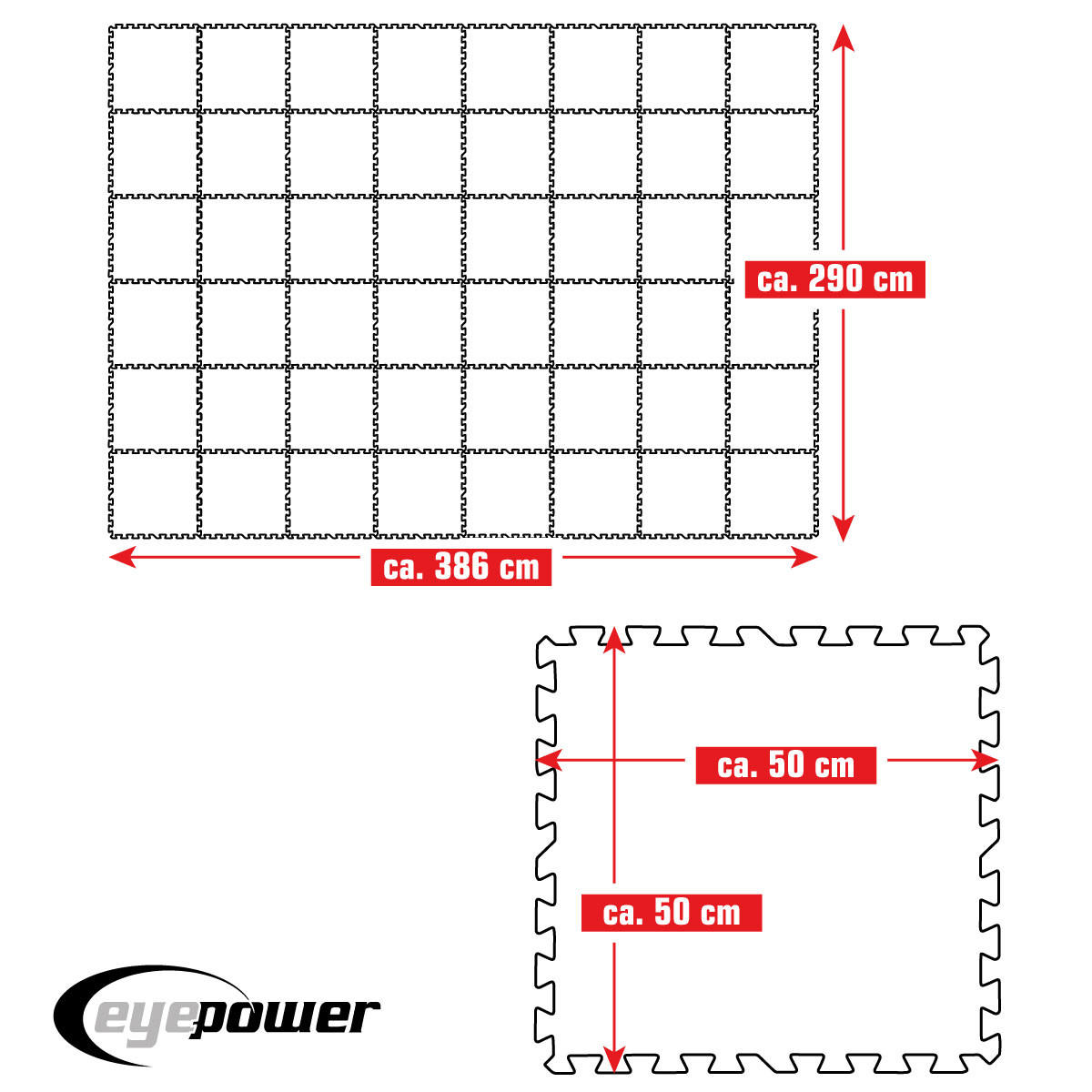 POOLMATTEN 11,2m² 48 EVA Matten 50 cm Blau - Blau, Kunststoff (50/50cm) - eyepower