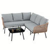 GARTENLOUNGE JAKARTA 3ER SET BRAUN, SCHWARZ, HELLGRAU - Braun/Grau, Metall - IDIMEX