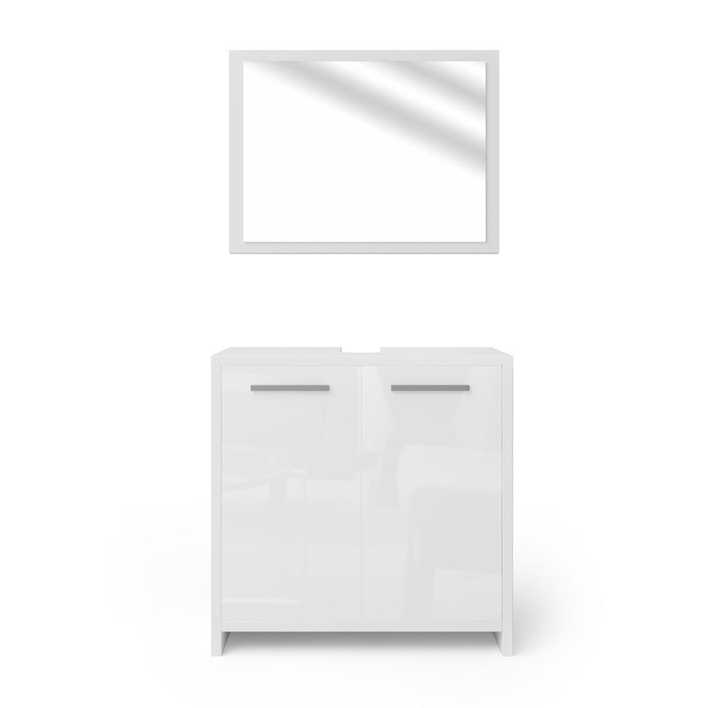 BADMÖBEL-SET Kiko Weiß Hochglanz 2 Teile - Weiß Hochglanz, Holzwerkstoff (58/60/33cm) - Vicco