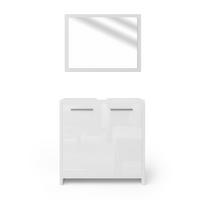 BADMÖBEL-SET Kiko Weiß Hochglanz 2 Teile - Weiß Hochglanz, Holzwerkstoff (58/60/33cm) - Vicco