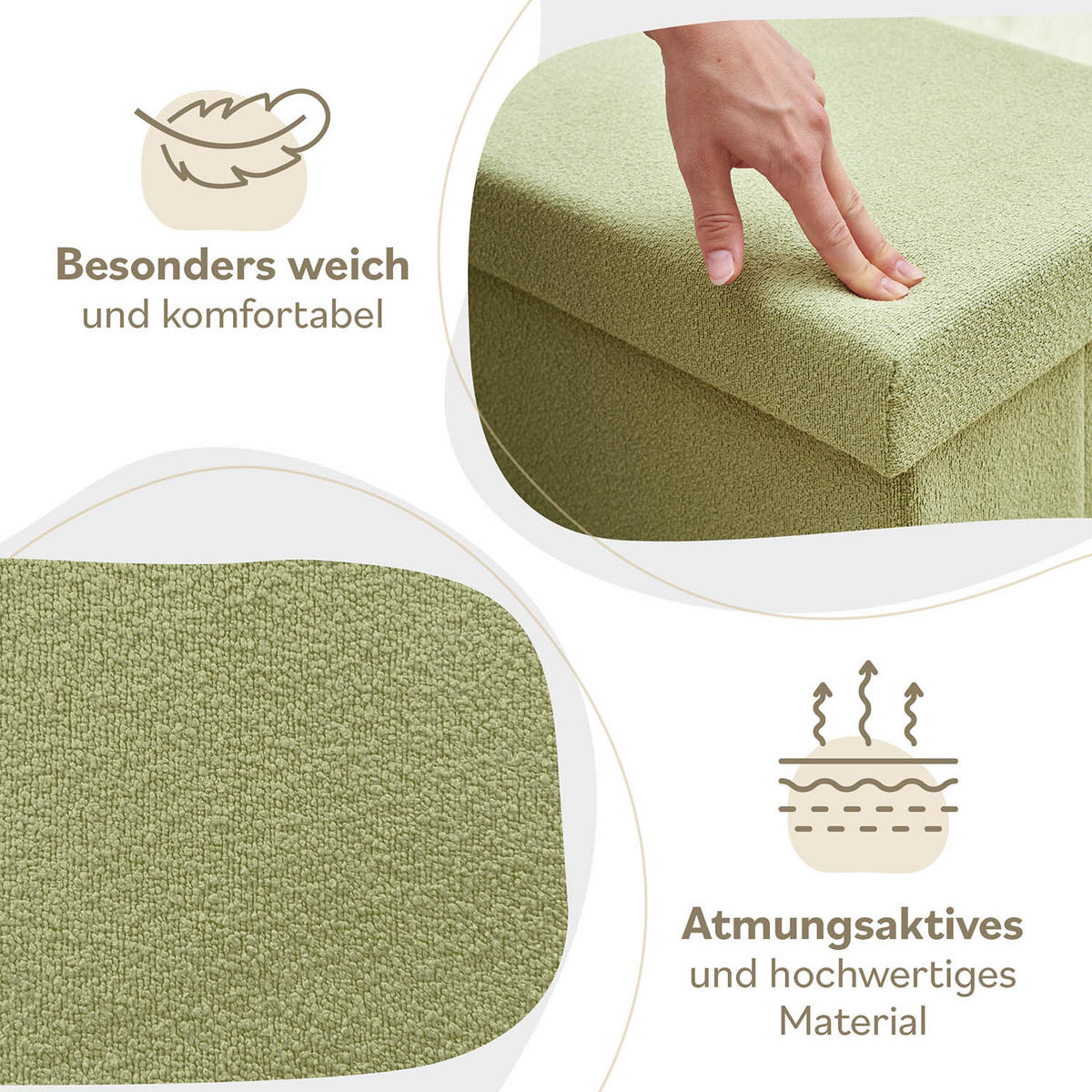 SITZHOCKER 41/31/31 cm, faltbar, Grün - Grün, Kunststoff (31/31/41cm) - Laleni