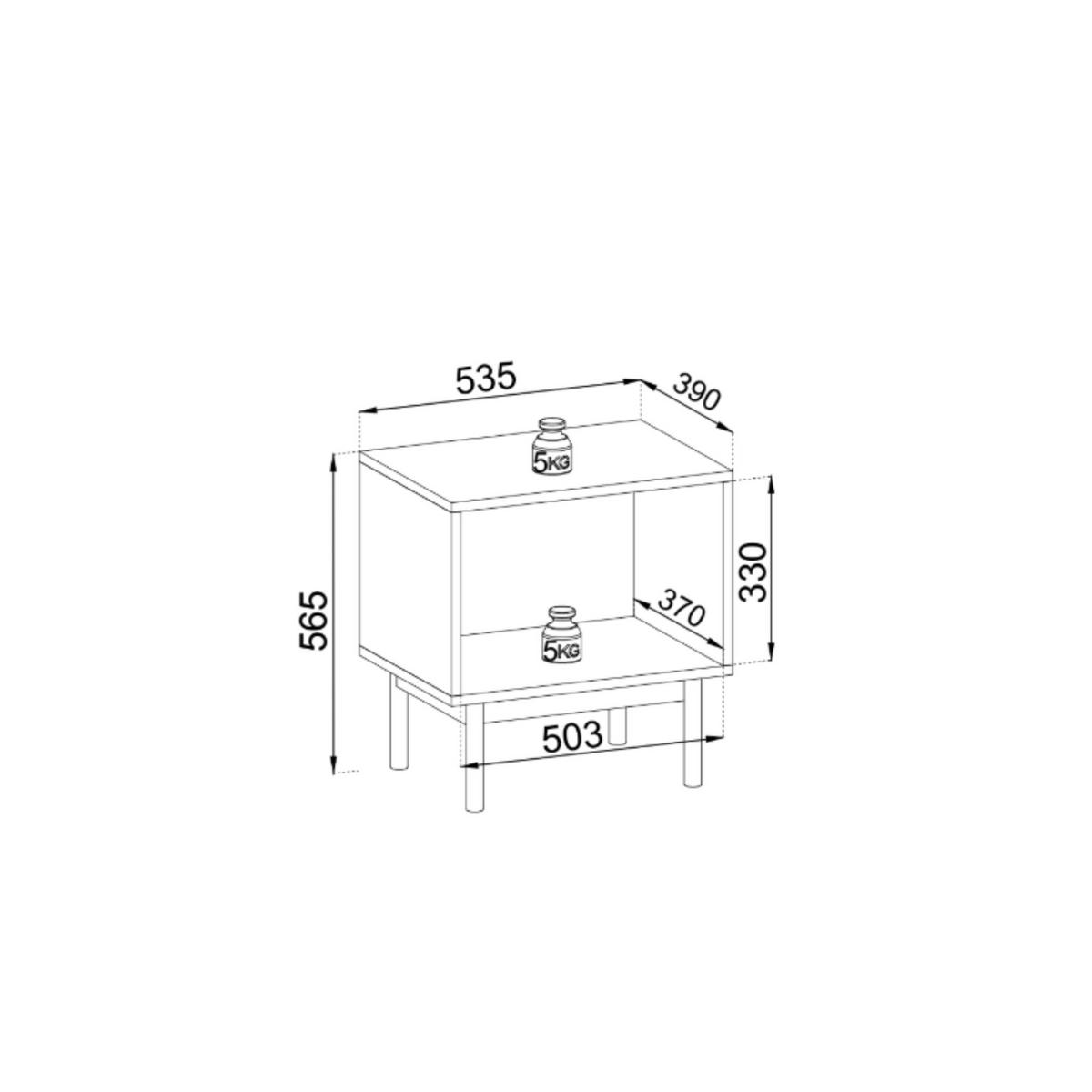 NACHTSCHRANK SORA SN1D (Eiche Linea, Gefräste Front, Haefele Soft-Close, Holzfüße) - Eichefarben/Schwarz, Holz/Holzwerkstoff (53/56/39cm) - Ravio