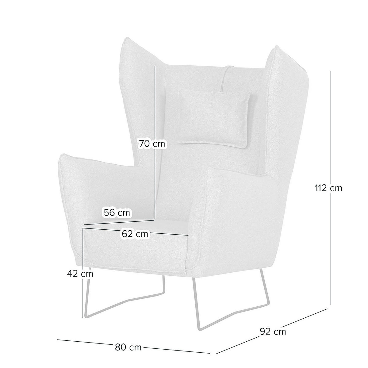 SESSEL - Creme/Schwarz, Textil/Metall (80/112/92cm) - home24