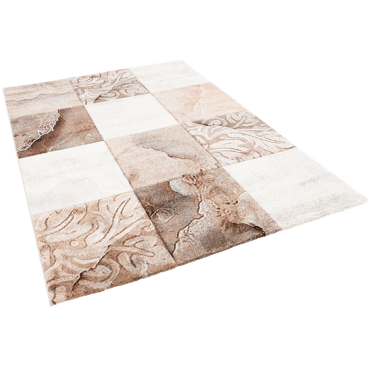 DESIGNER TEPPICH MAUI KARO BAROCK - Beige/Braun, Textil (140/200cm) - Pergamon