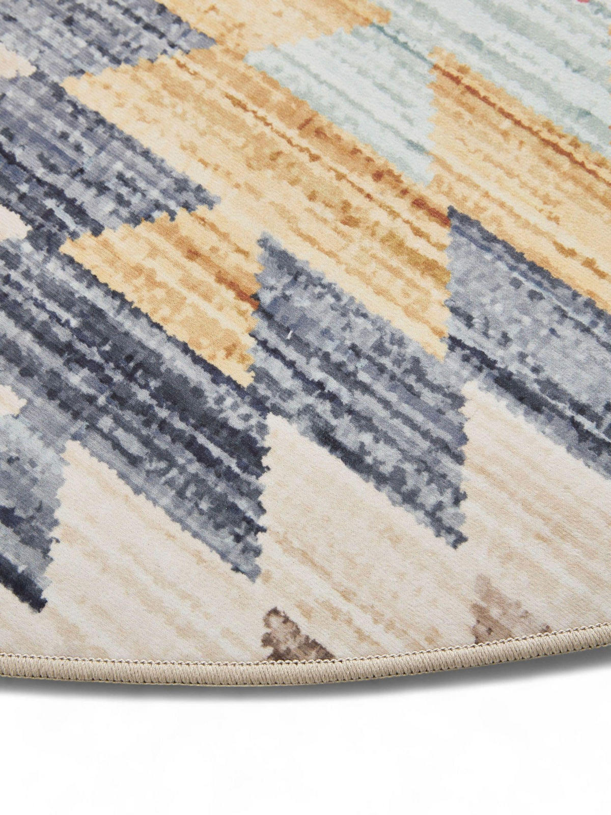 VINTAGE-TEPPICH George waschbar ø 120 cm rund - Beige/Multicolor, Kunststoff (120/120cm) - benuta
