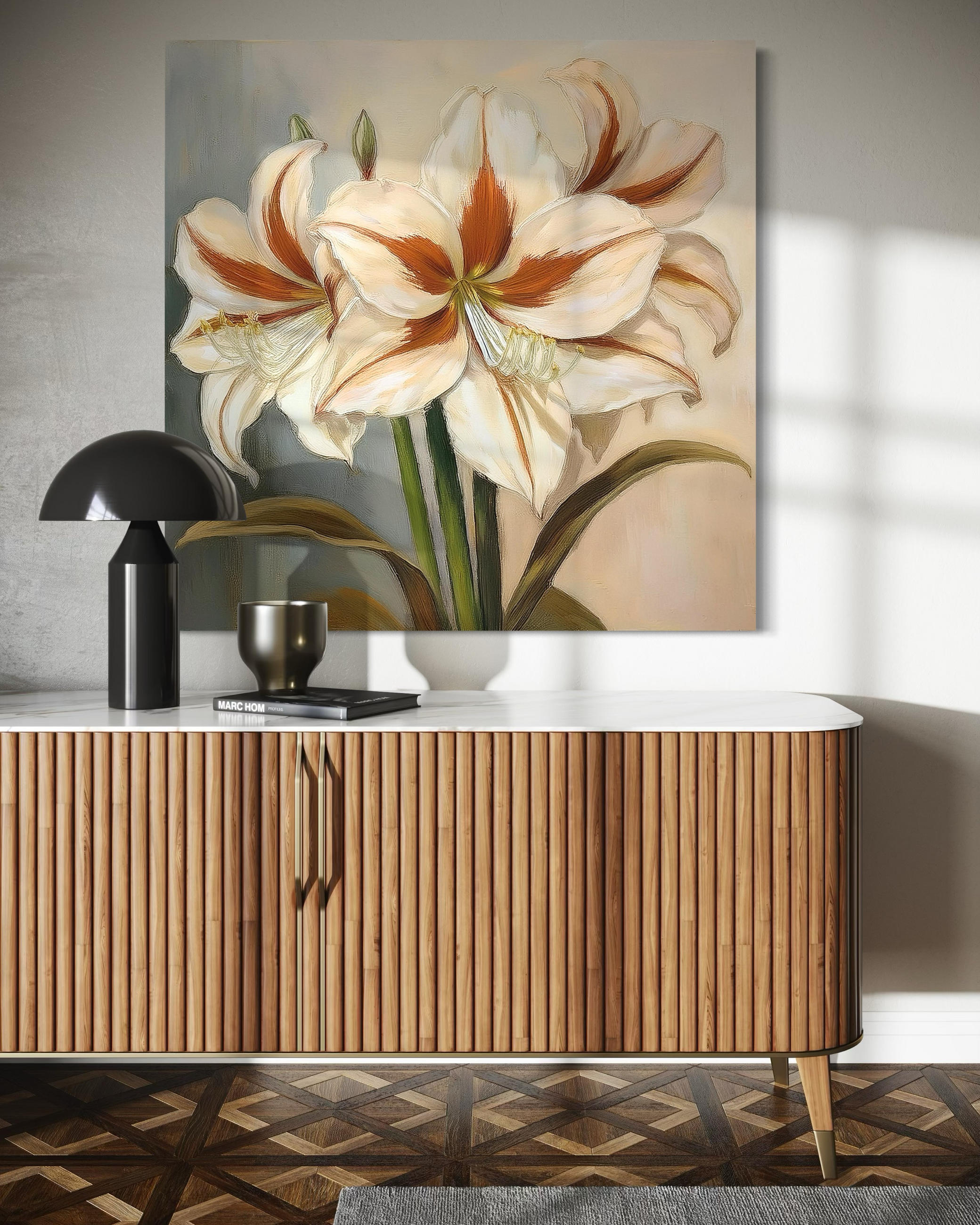 WANDBILD blumen lilien natur - Weiß, Textil (50/50cm) - Feeby