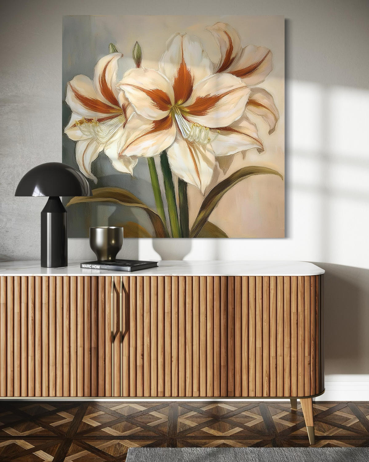 WANDBILD blumen lilien natur - Weiß, Textil (50/50cm) - Feeby